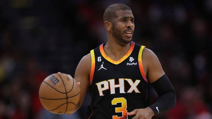 Chris Paul #3 of the Phoenix Suns controls the ball against the Houston Rockets during the first half at Toyota Center