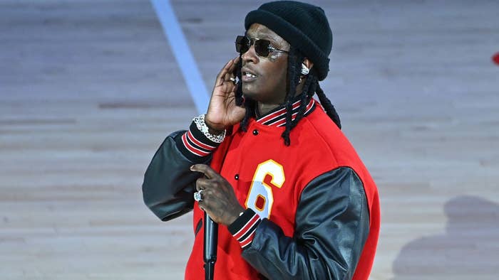 Young Thug performs at Atlanta Hawks game