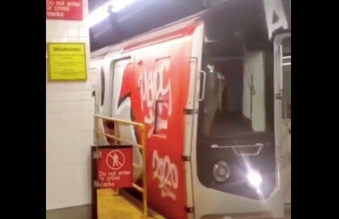 Graffiti subway train.