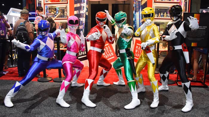 Power Rangers pose at the 2017 San Diego Comic Con