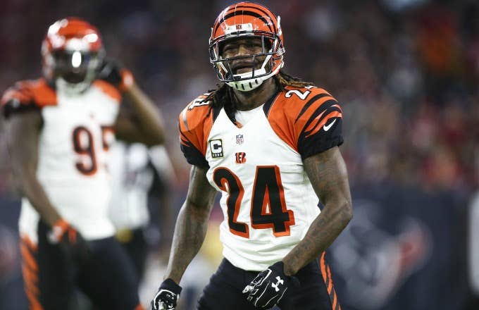 Adam Jones reacts to a call on the field for the Bengals.