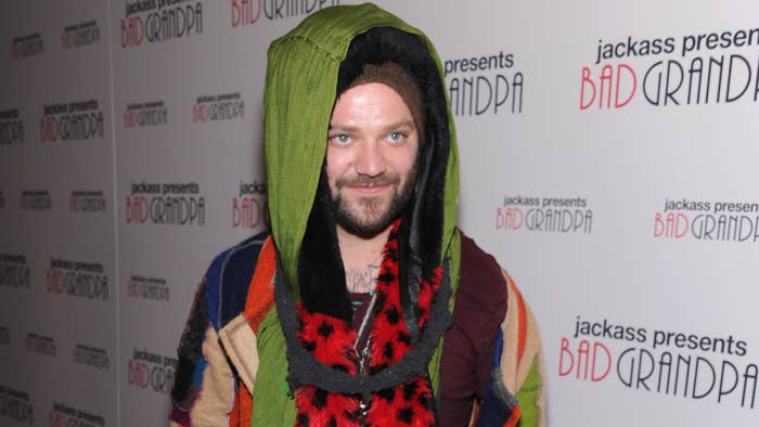 Bam Margera is seen on the Bad Grandpa red carpet