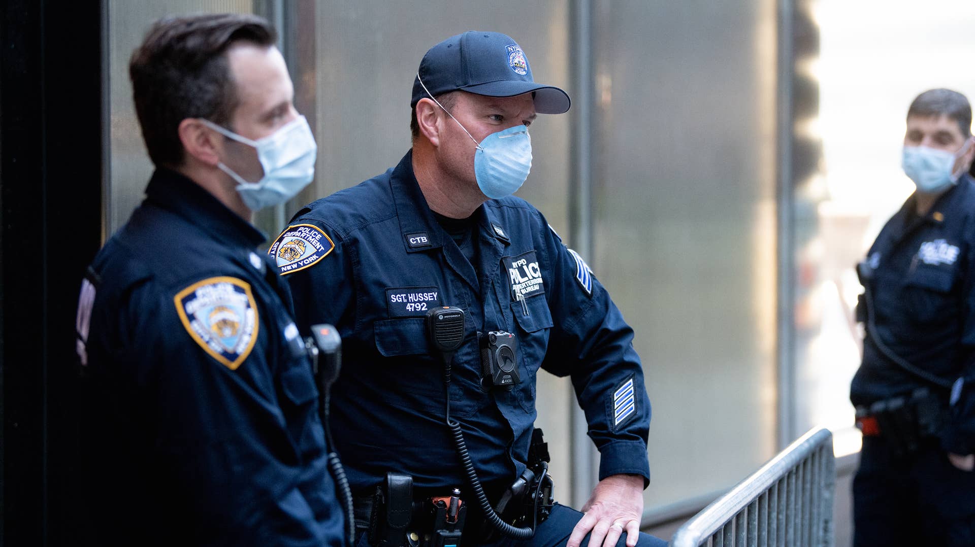 Police Officers wear Surgical Masks