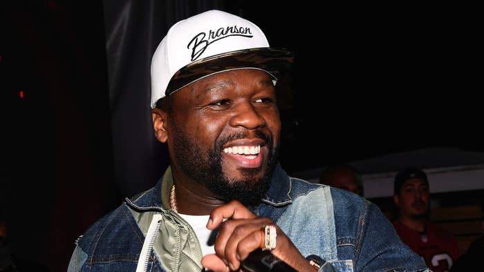 50 Cent performs during the E11EVEN Miami x Barstool Sports Big Game Pop Up