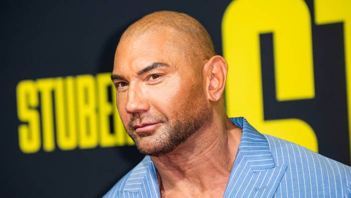 Dave Bautista arrives for the premiere of &quot;Stuber.&quot;