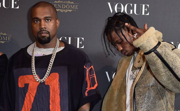 Kanye West and Travis Scott on a red carpet
