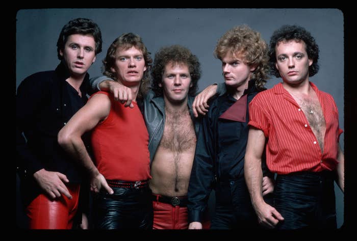 The rock and roll group Loverboy are shown in this studio portrait