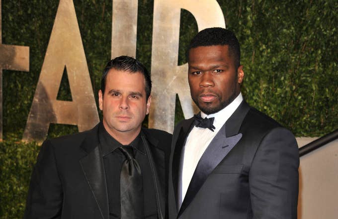 Randall Emmett and Curtis &#x27;50 Cent&#x27; Jackson arrive at the Vanity Fair Oscar party