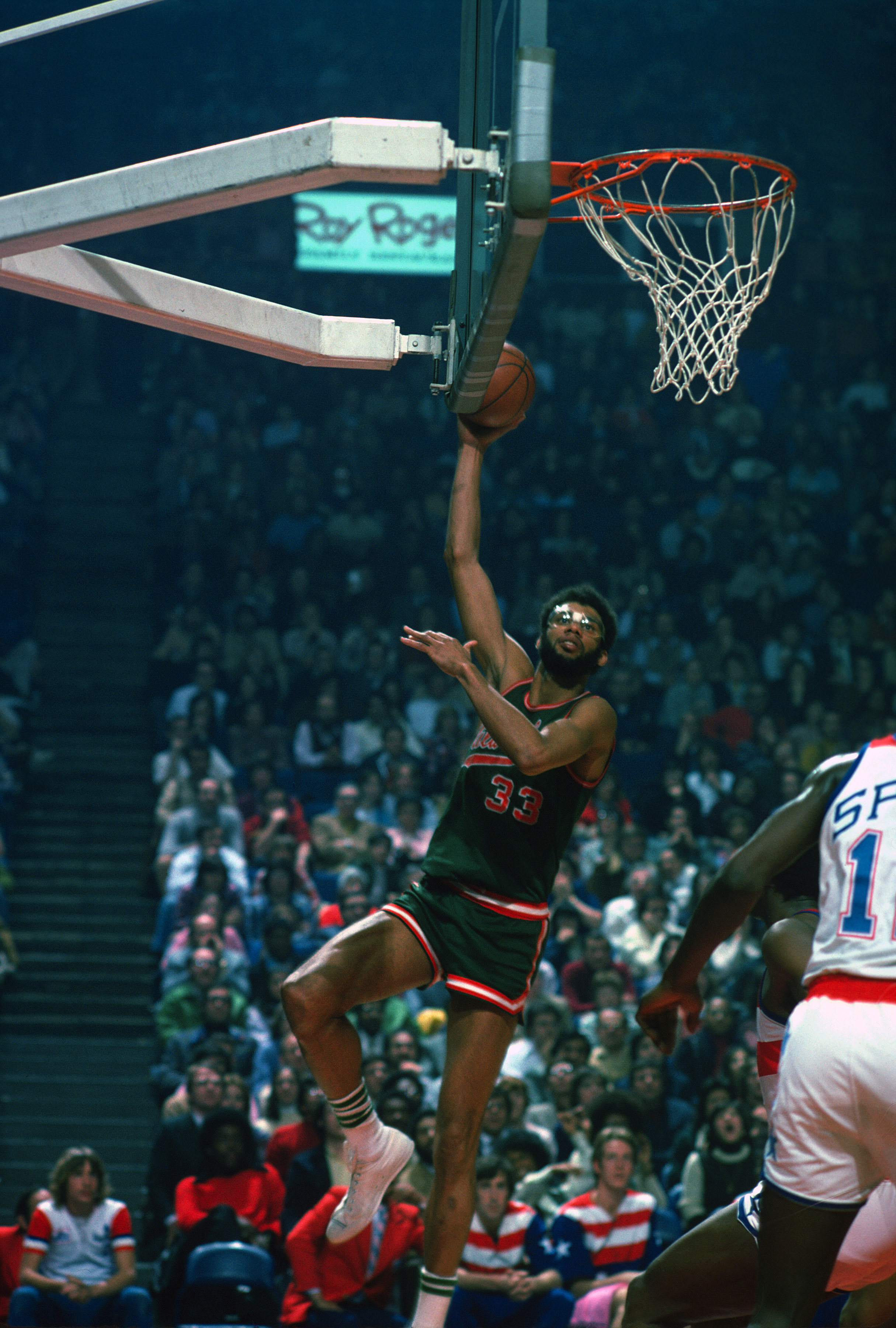 This is a photo of Kareem Abdul Jabbar in his 1975 season with the Bucks.