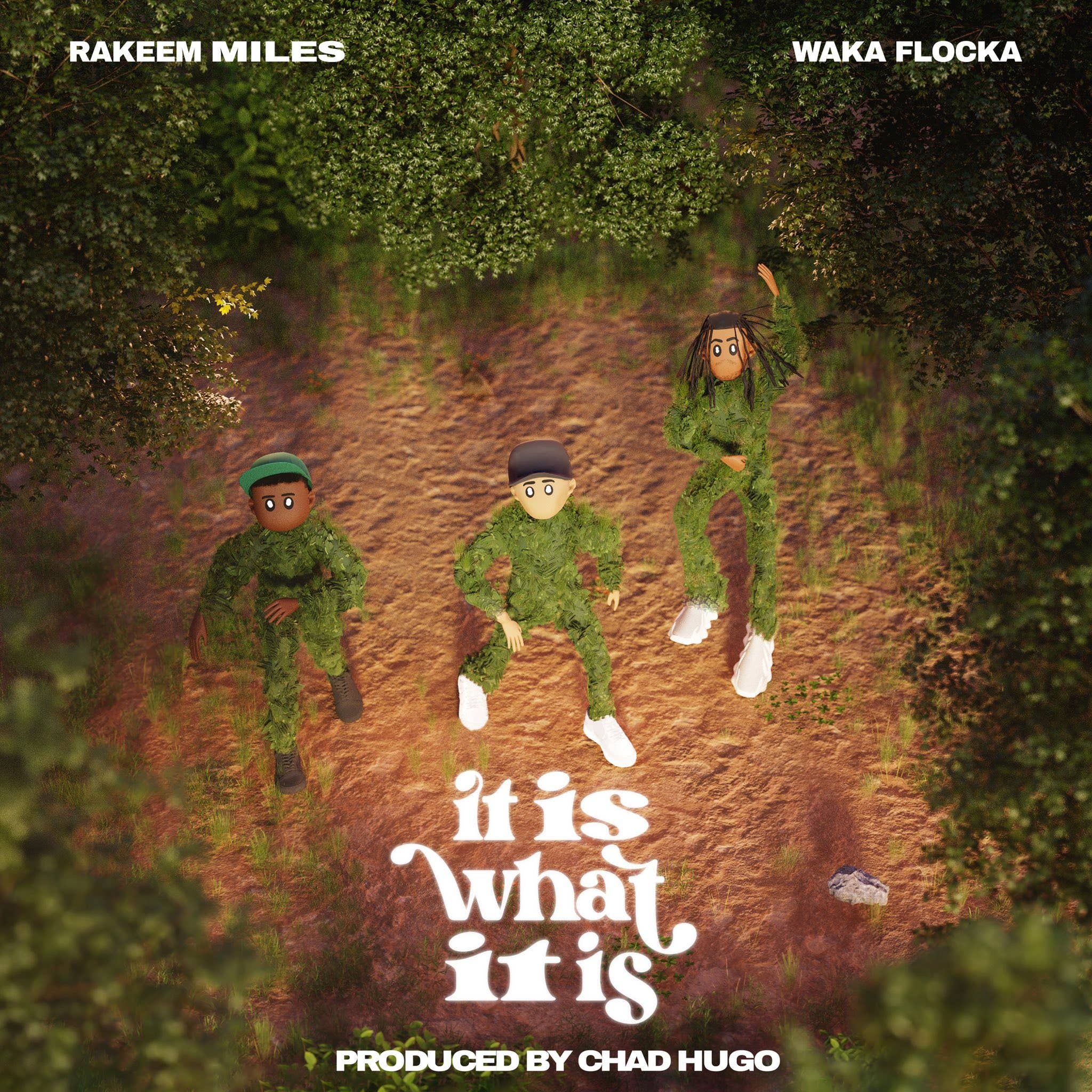 Rakeem Miles and Waka Flocka's new Chad Hugo-produced single 'It Is What It Is' cover art.