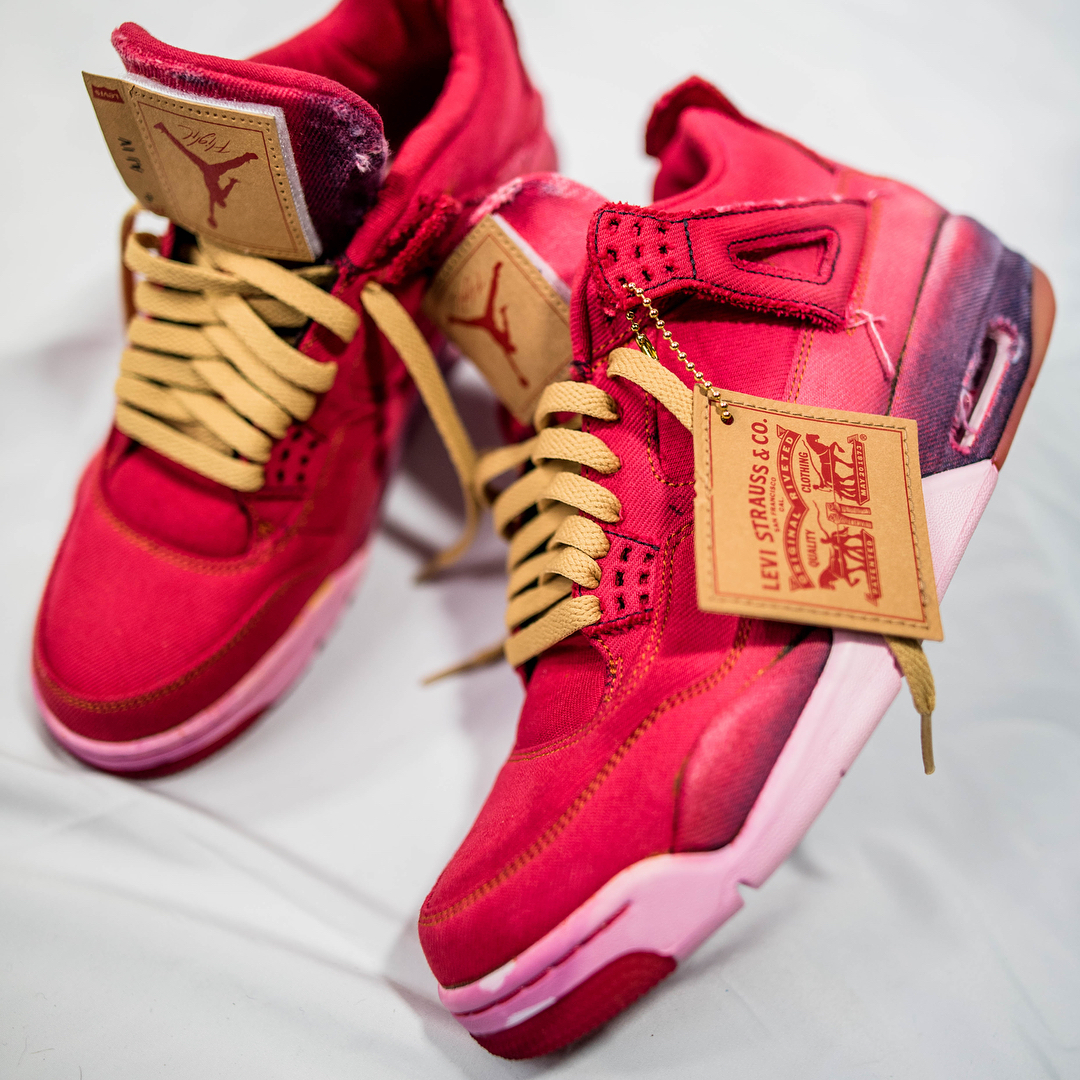 Levi&#x27;s x Air Jordan 4 Juicy Red Custom by Kingpoetic01