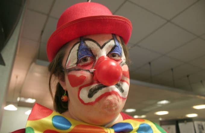 This clown is sad because everyone hates clowns.