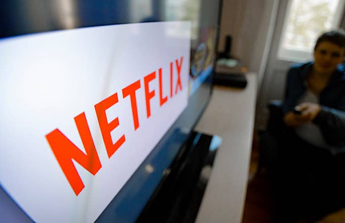 The logo of the media company Netflix