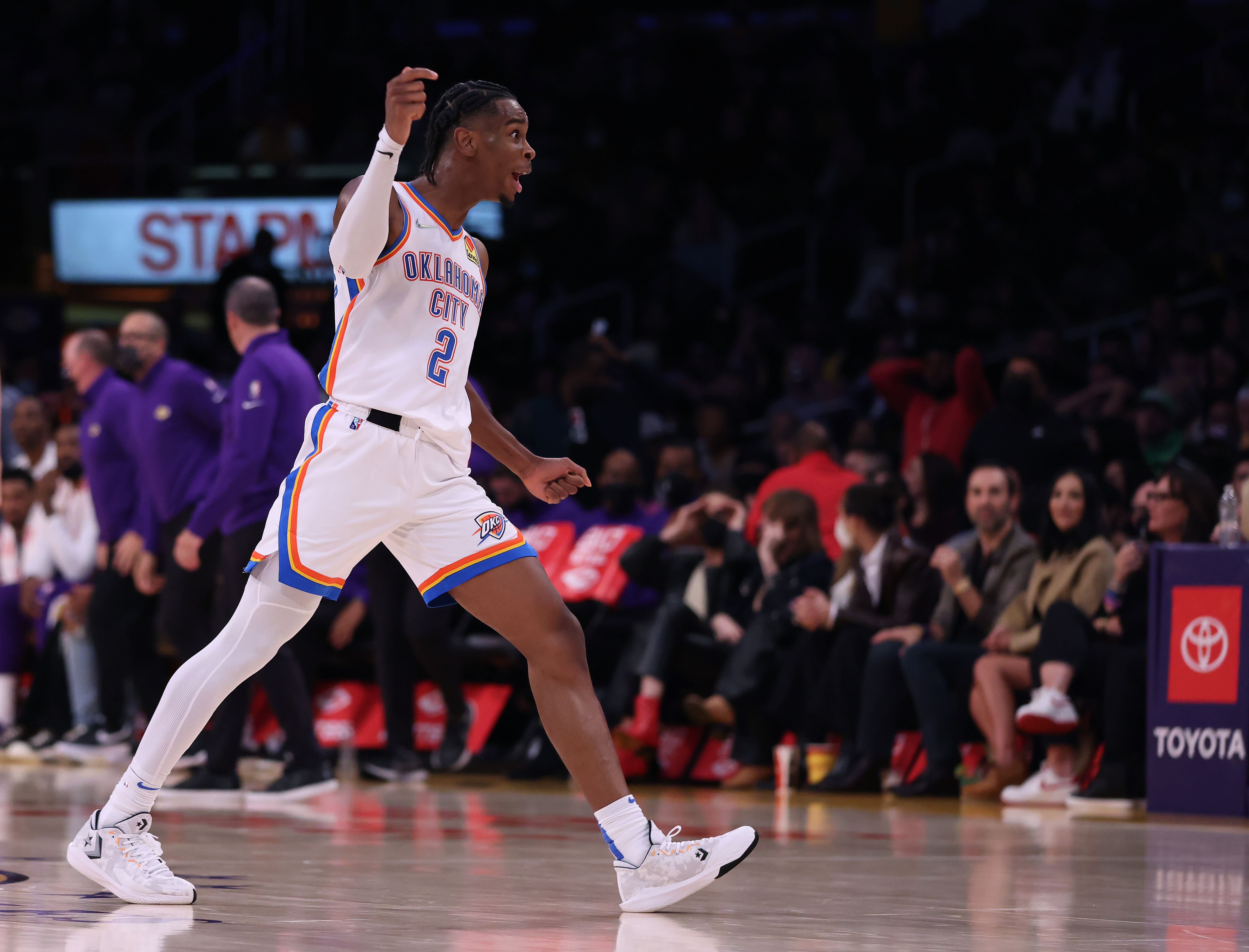 The sneakers worn by Shai Gilgeous-Alexander of the Oklahoma City News  Photo - Getty Images