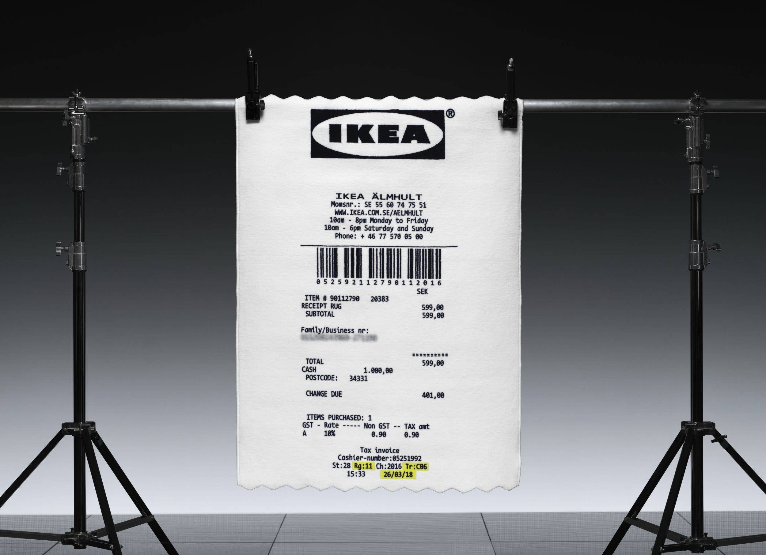 Ikea x Virgil Abloh Makerad Rug Receipt