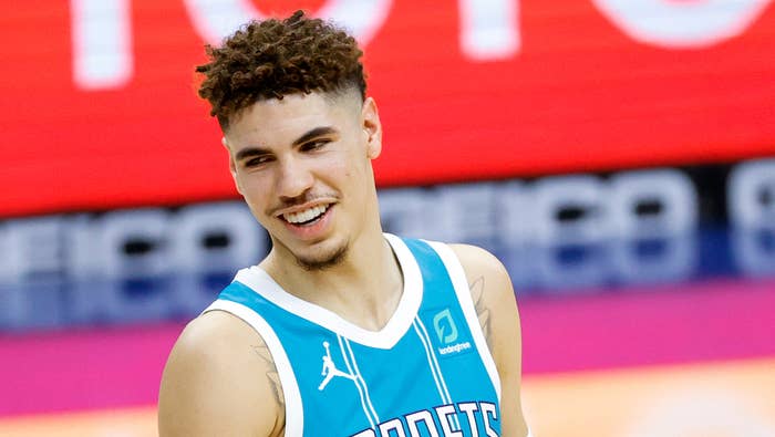 LaMelo Ball of the Charlotte Hornets reacts after shooting a News Photo  - Getty Images