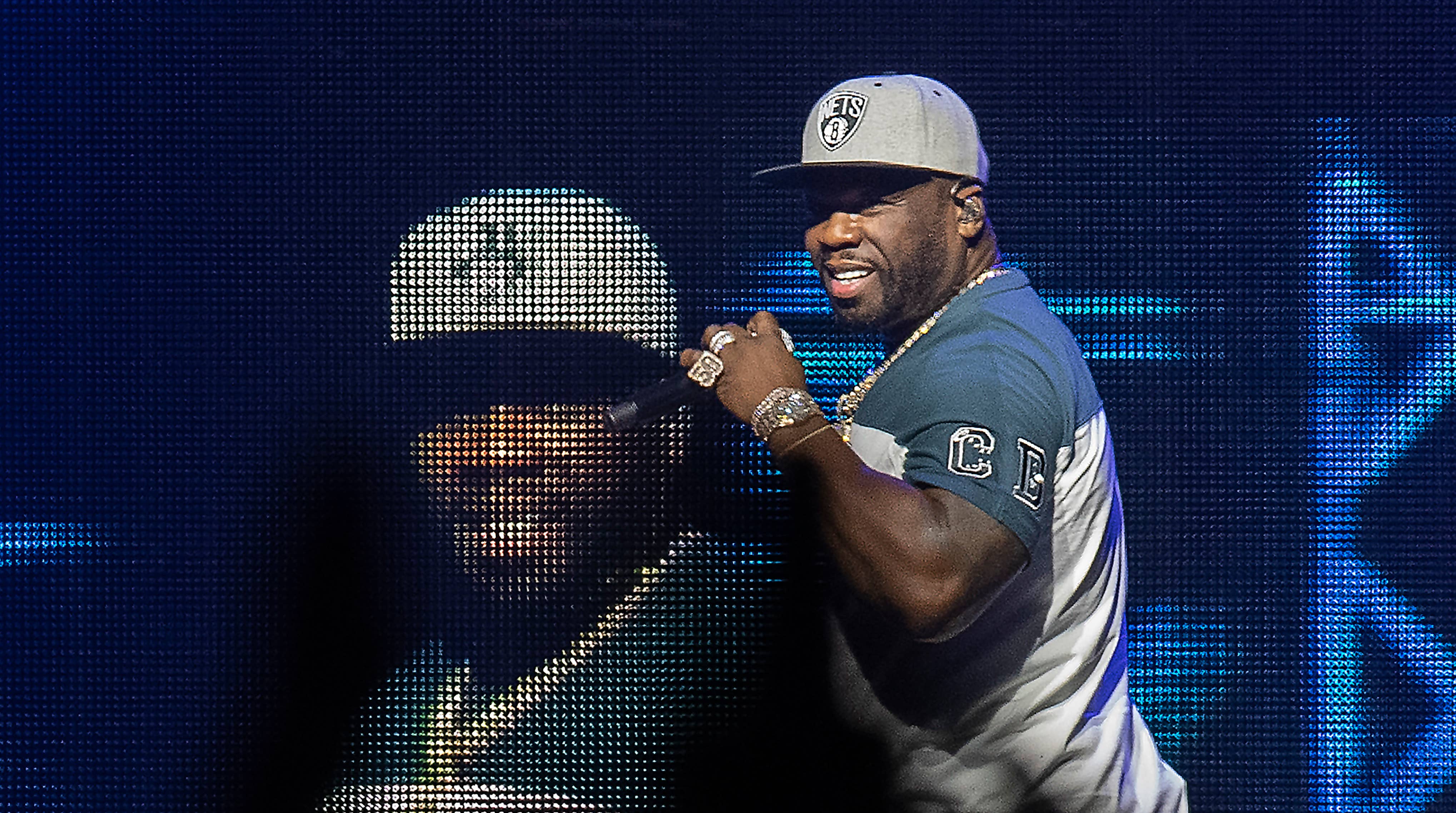 Rapper 50 Cent performing live