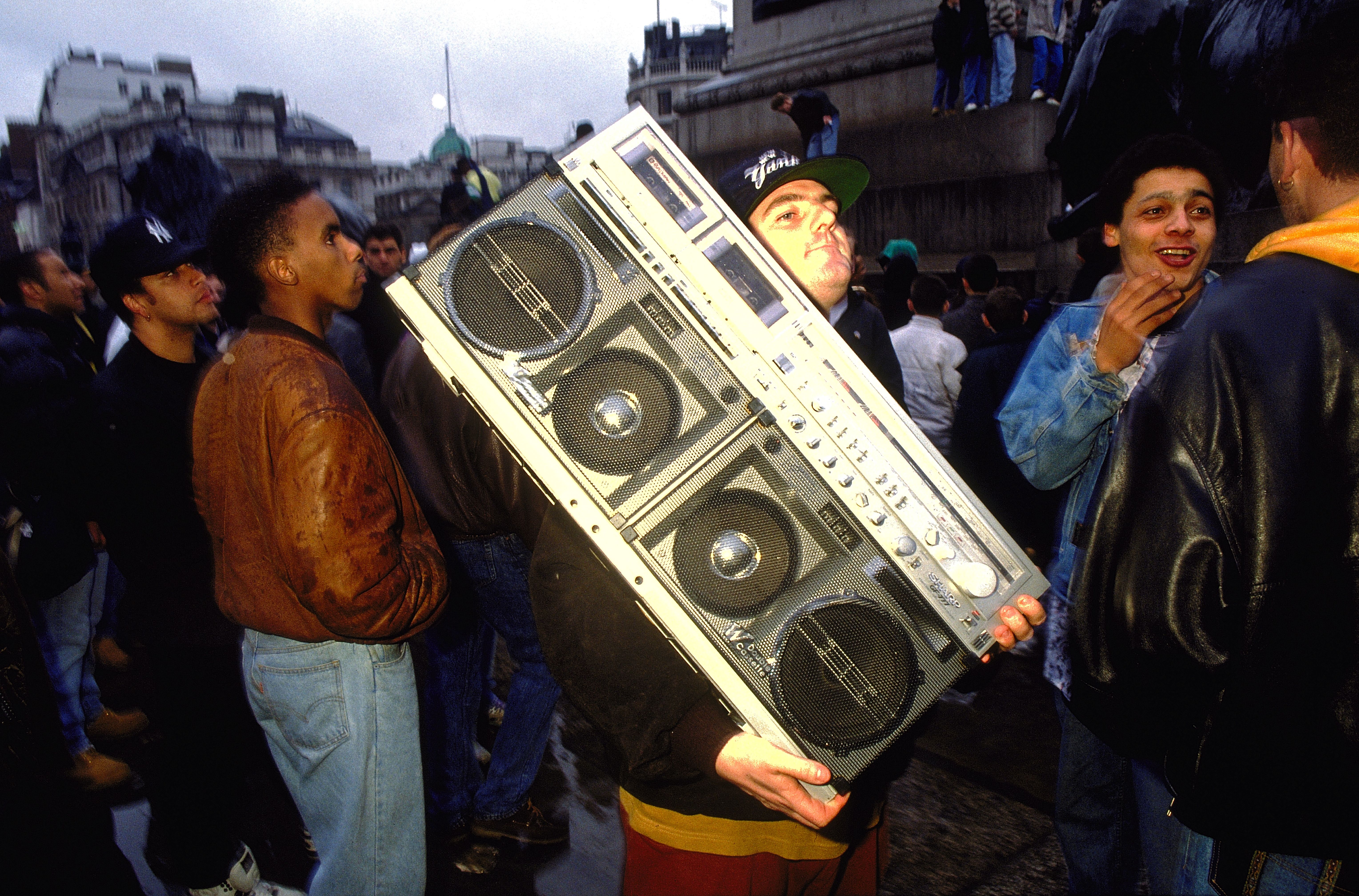 Man carrying boombox