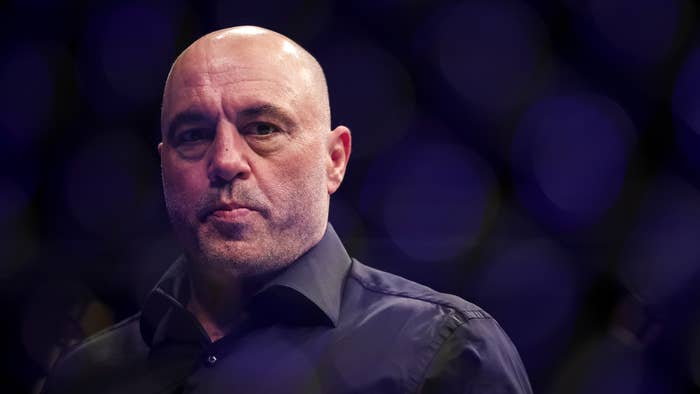 Joe Rogan looks on during the UFC 273 event at VyStar Veterans Memorial Arena on April 09, 2022