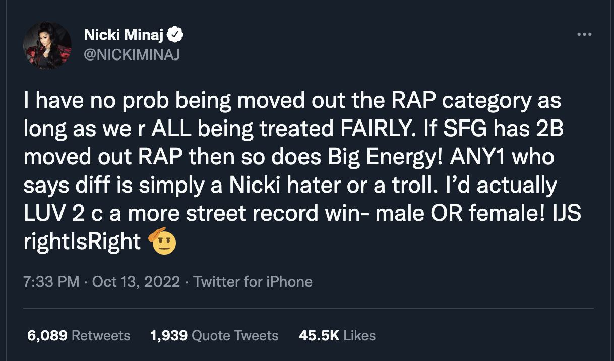 nicki latto beef grammy tweet