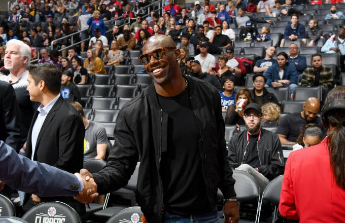 Terrell Owens attends the game between the Memphis Grizzlies and the LA Clippers