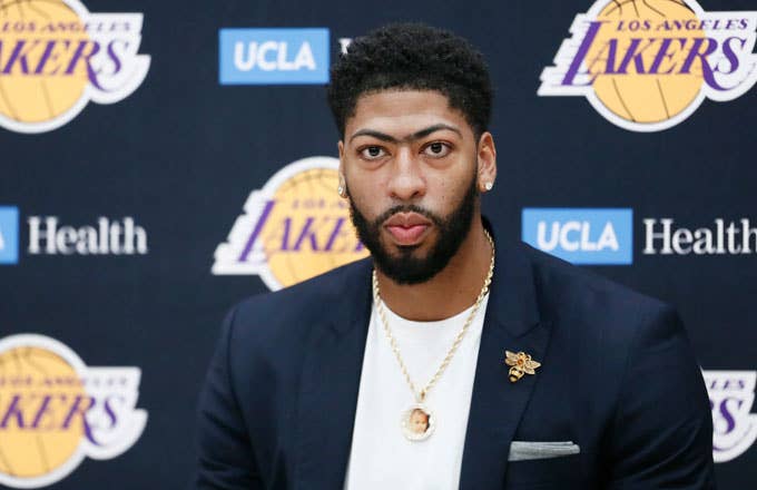 Anthony Davis at his introductory Lakers press conference.