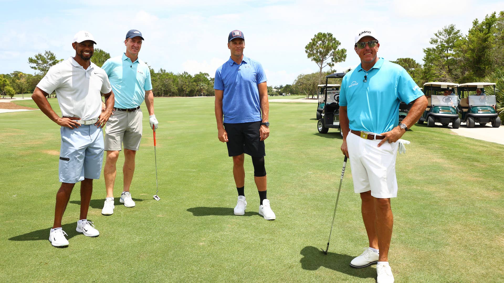 Tiger Woods, Peyton Manning, Tom Brady, and Phil Mickelson
