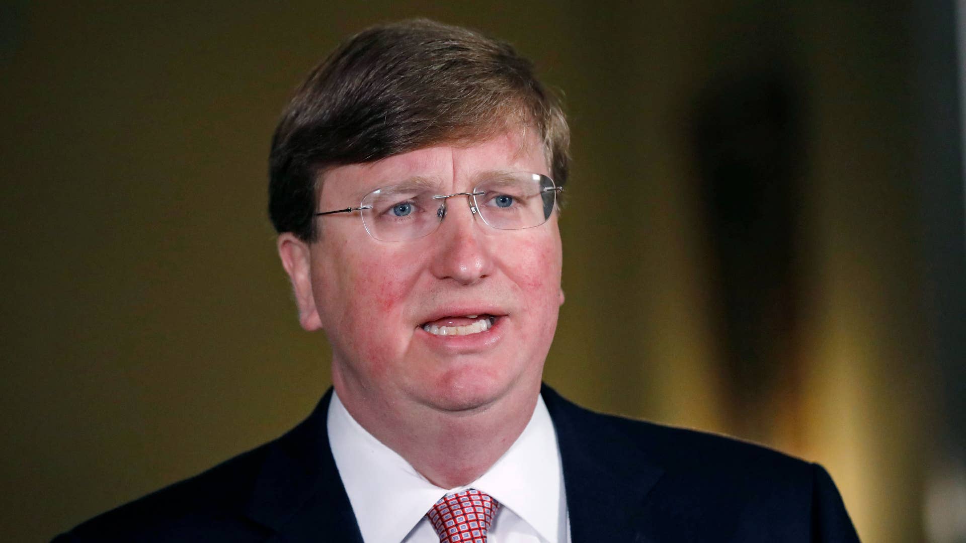 Tate Reeves is pictured speaking