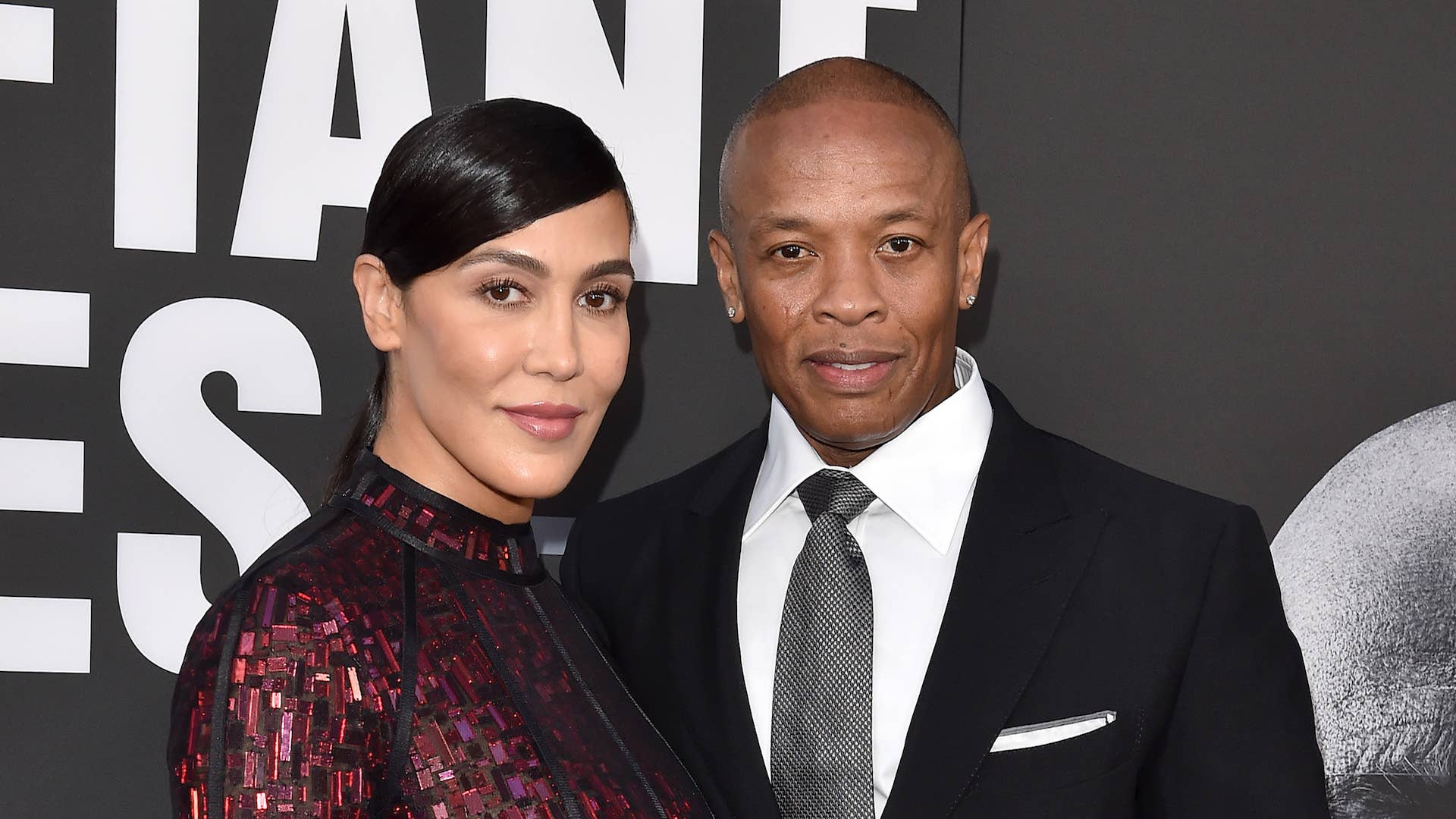 Dr. Dre and wife Nicole Young arrive at the premiere of 'The Defiant Ones.'