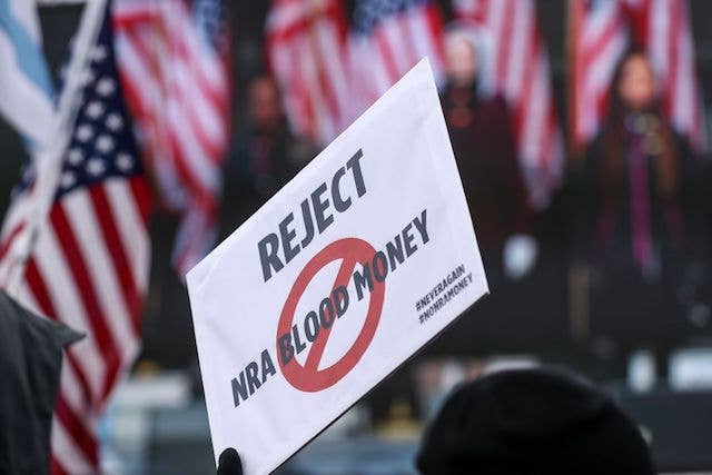 This is a picture of an anti NRA sign.