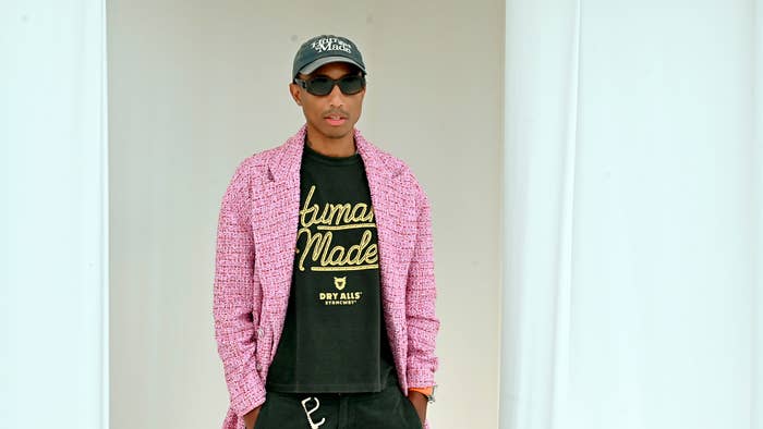 Pharrell Williams, wearing CHANEL, attends the CHANEL Dinner to celebrate FIVE ECHOES By Es Devlin.