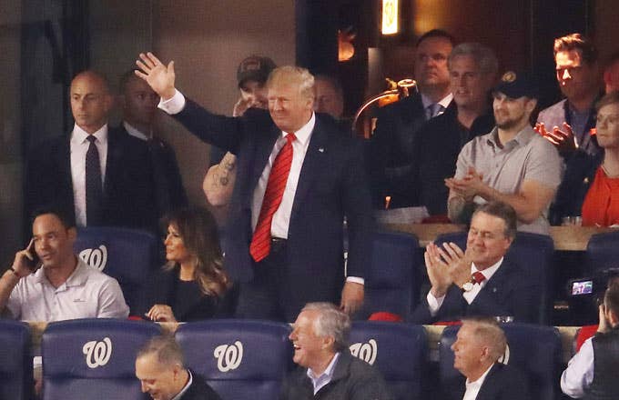 Donald Trump booth at the World Series