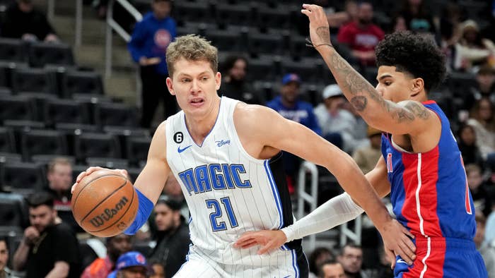 Moritz Wagner handles the ball against Killian Hayes during the first quarter.