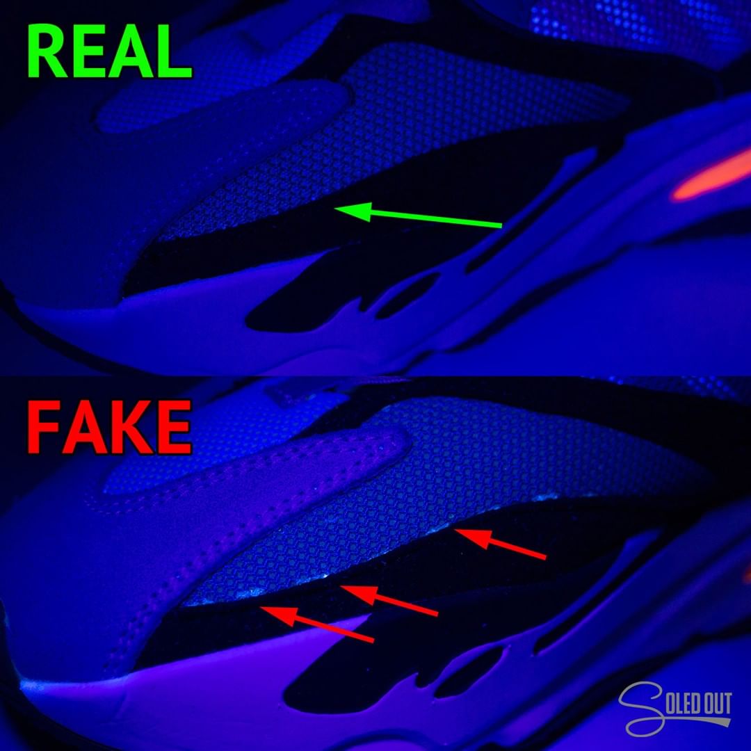 adidas yeezy boost 700 wave runner real vs fake comparison side