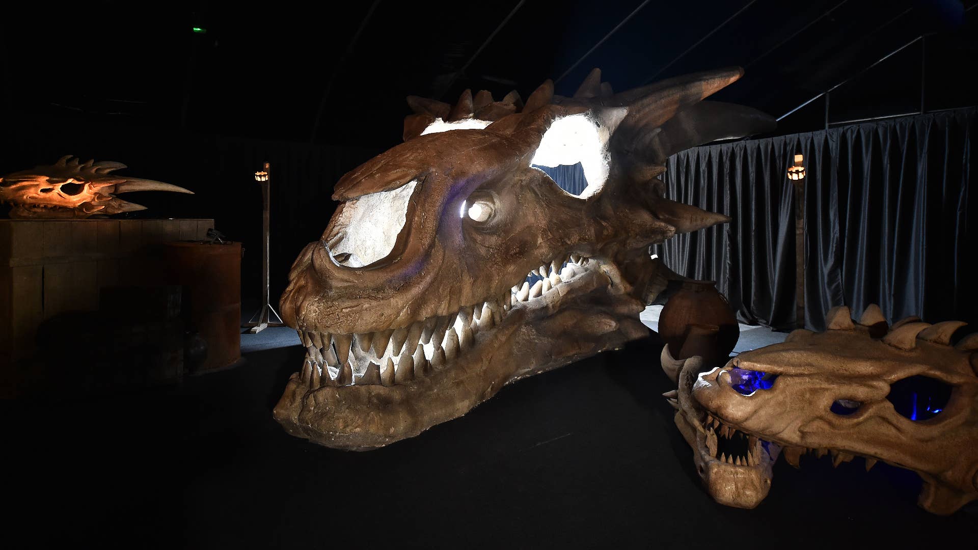 Dragon skulls can be seen on display at the Game Of Thrones: The Touring Exhibition.