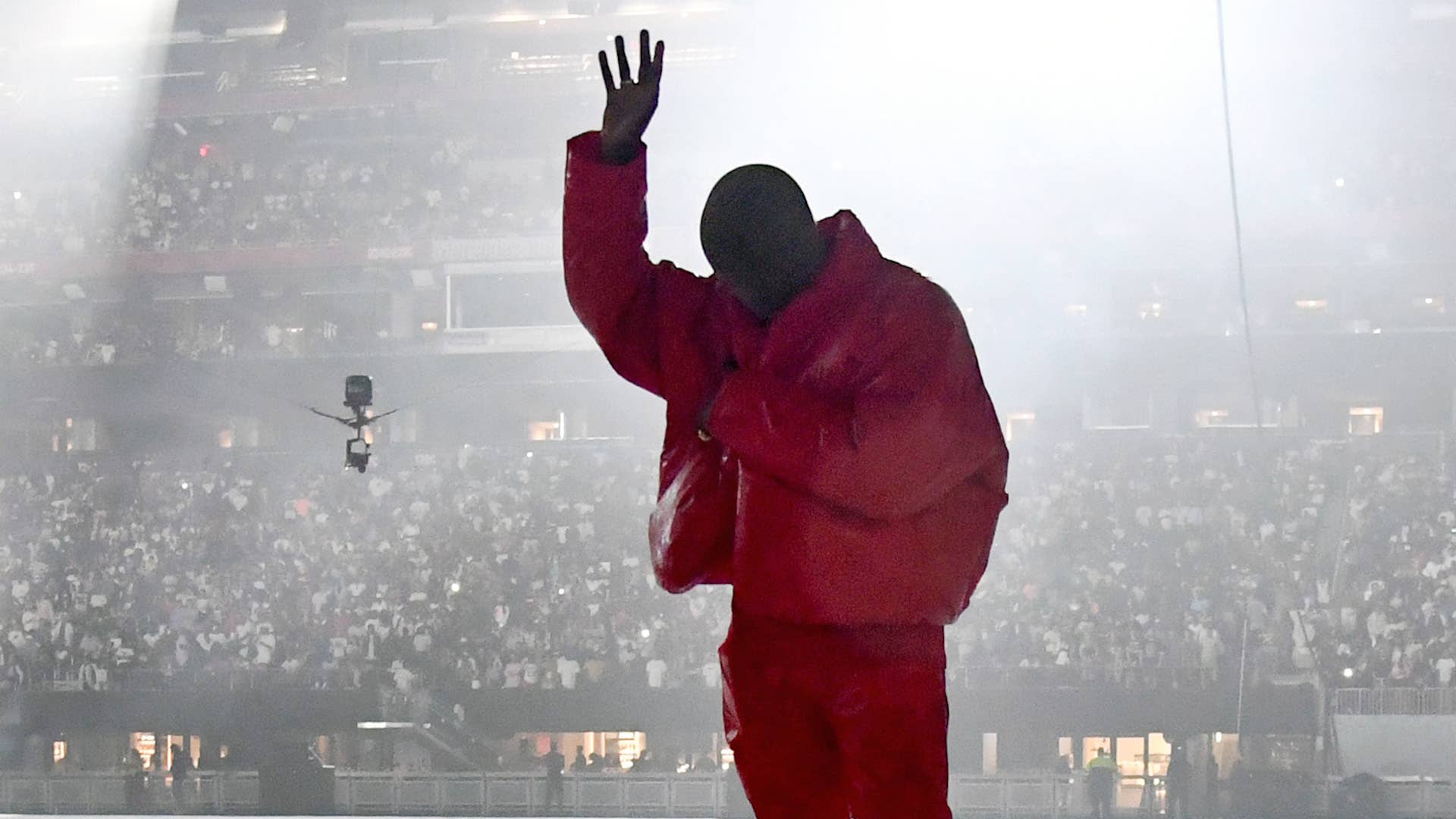 Kanye West is seen at ‘DONDA by Kanye West’ listening event at Mercedes-Benz Stadium