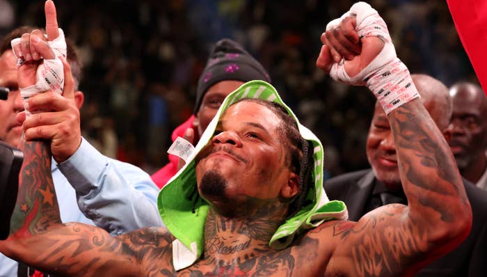 Gervonta Davis reacts after beating Ryan Garcia