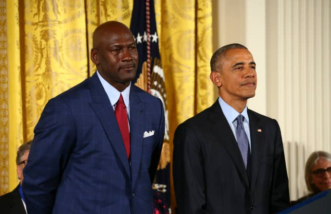 Barack Obama and NBA Hall of Famer Michael Jordan