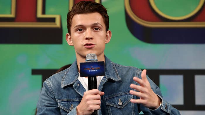 Tom Holland attends the press conference for the South Korean premiere of &#x27;Far From Home.&#x27;