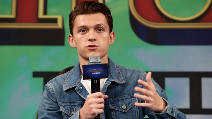 Tom Holland attends the press conference for the South Korean premiere of 'Far From Home.'