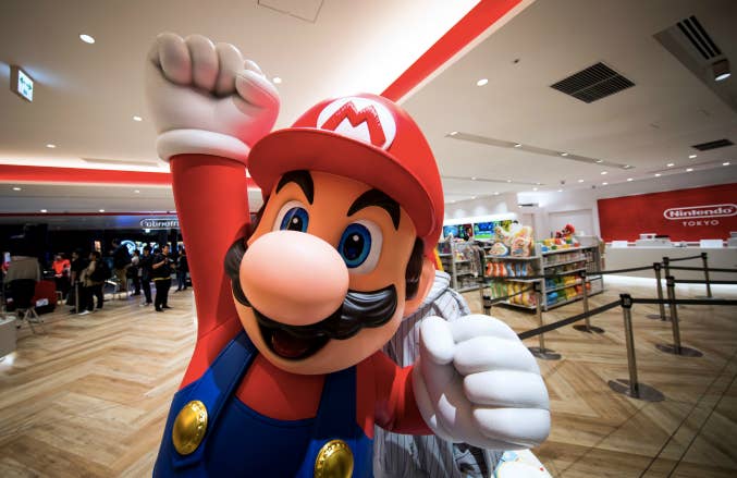 Mario is seen at a new Nintendo store