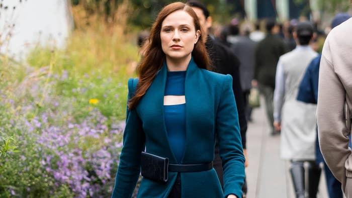 Evan Rachel Wood is seen filming "Westworld" on the Highline