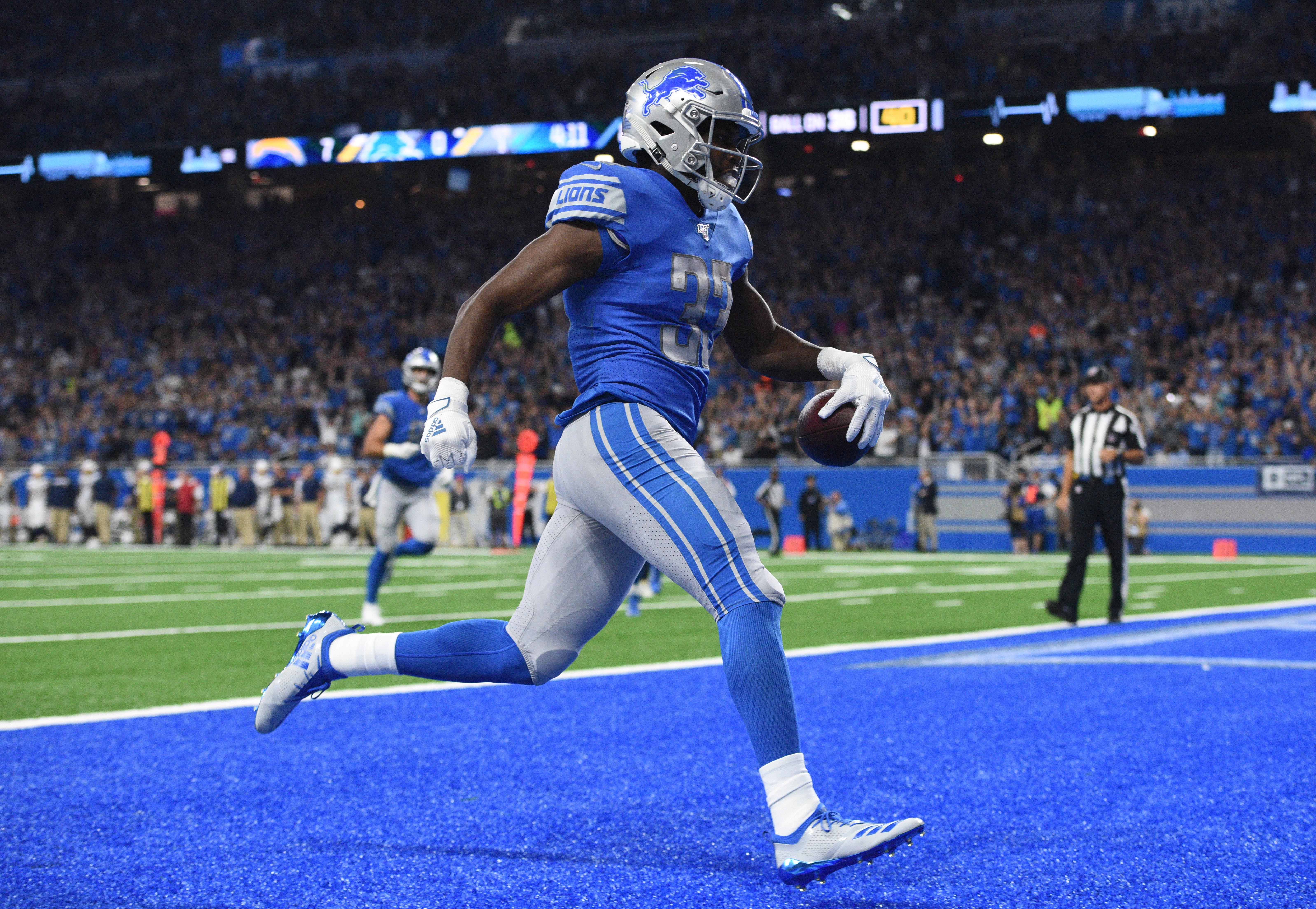 Kerryon Johnson Lions Chargers 2019