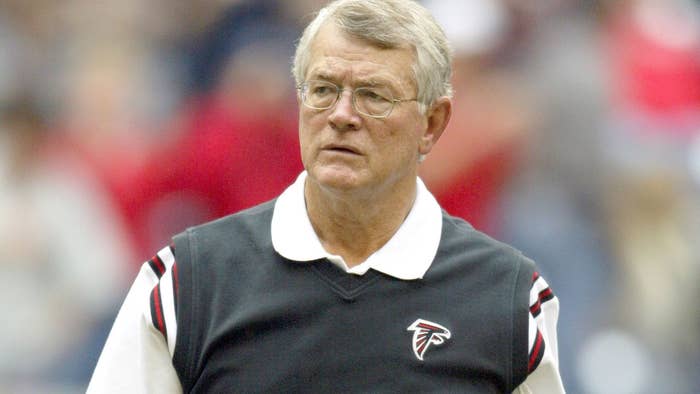 Former Head Coach Dan Reeves of the Atlanta Falcons looks on during a game against the Houston Texans