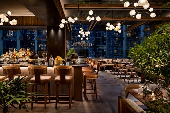 The interior of the bar at Casa Madera restaurant in Toronto.