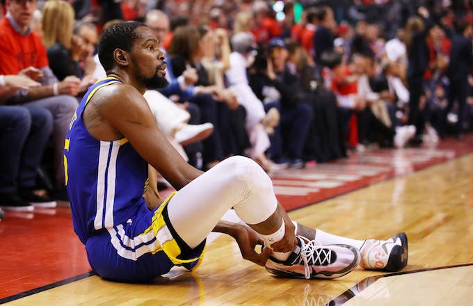 Kevin Durant reinjures calf.