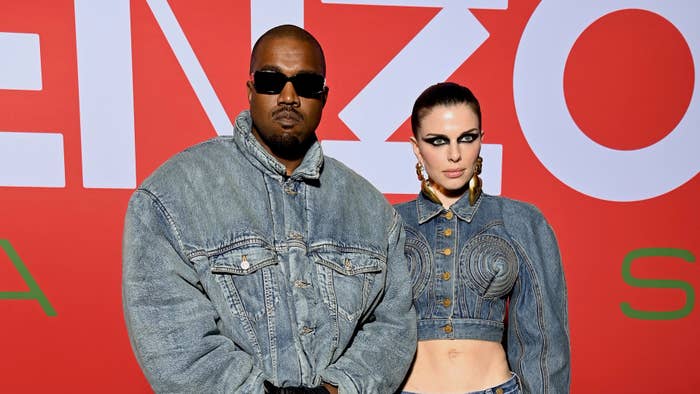 Ye and Julia Fox attend the Kenzo Fall/Winter 2022/2023 show as part of Paris Fashion Week