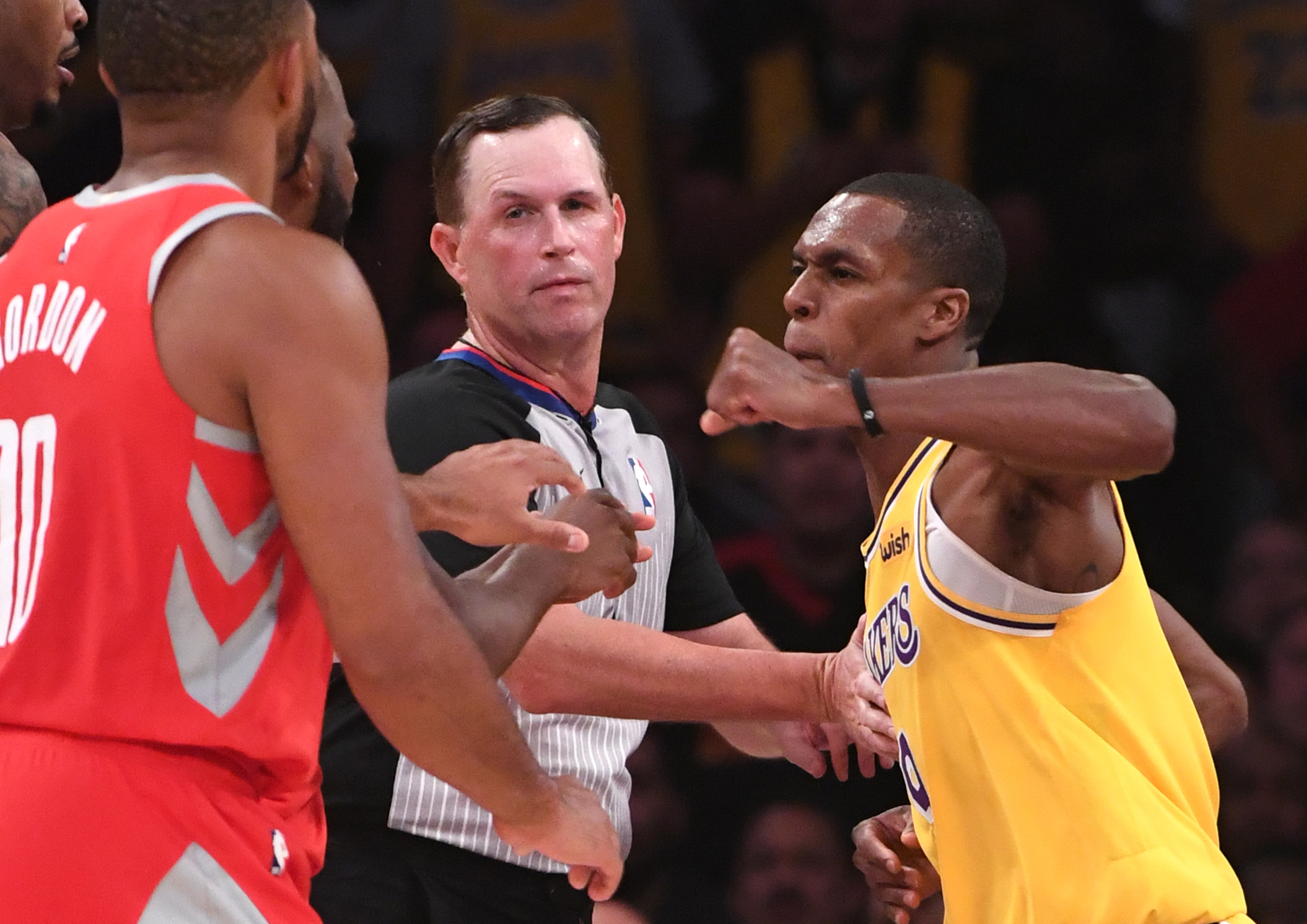 Rajon Rondo Punch Lakers Rockets 2018