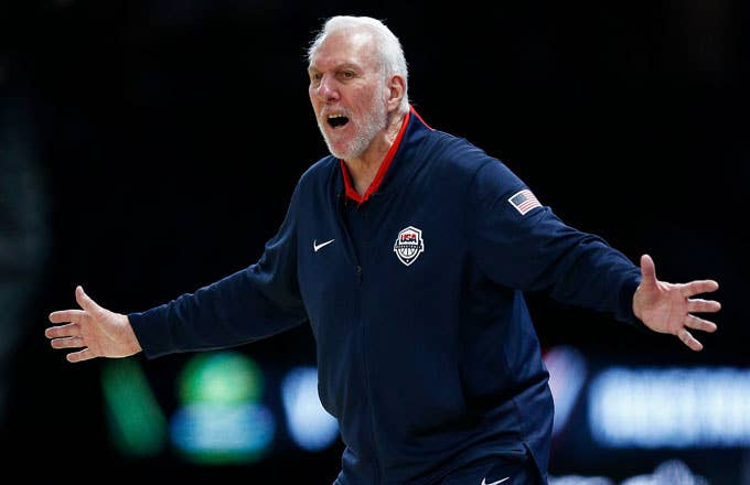 Gregg Popovich reacts during Team USA's 98 94 loss to Australia.