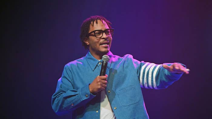 apper T.I. speaks onstage during Get Out To Vote Concert &amp; Rally at Center Stage